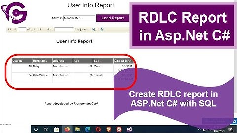 Asp net RDLC Report | Create RDLC Report in Asp net C# With SQL Step by Step