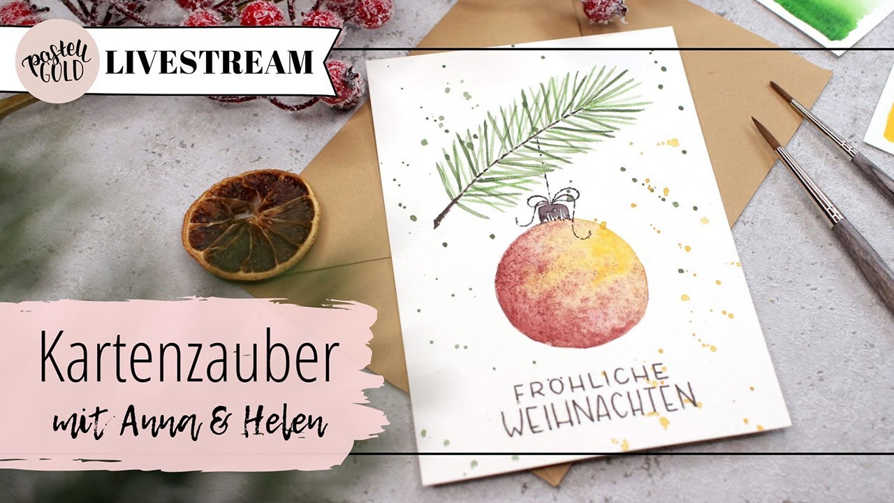 Zweig mit Weihnachtskugel - Kartenzauber mit Anna und Helen