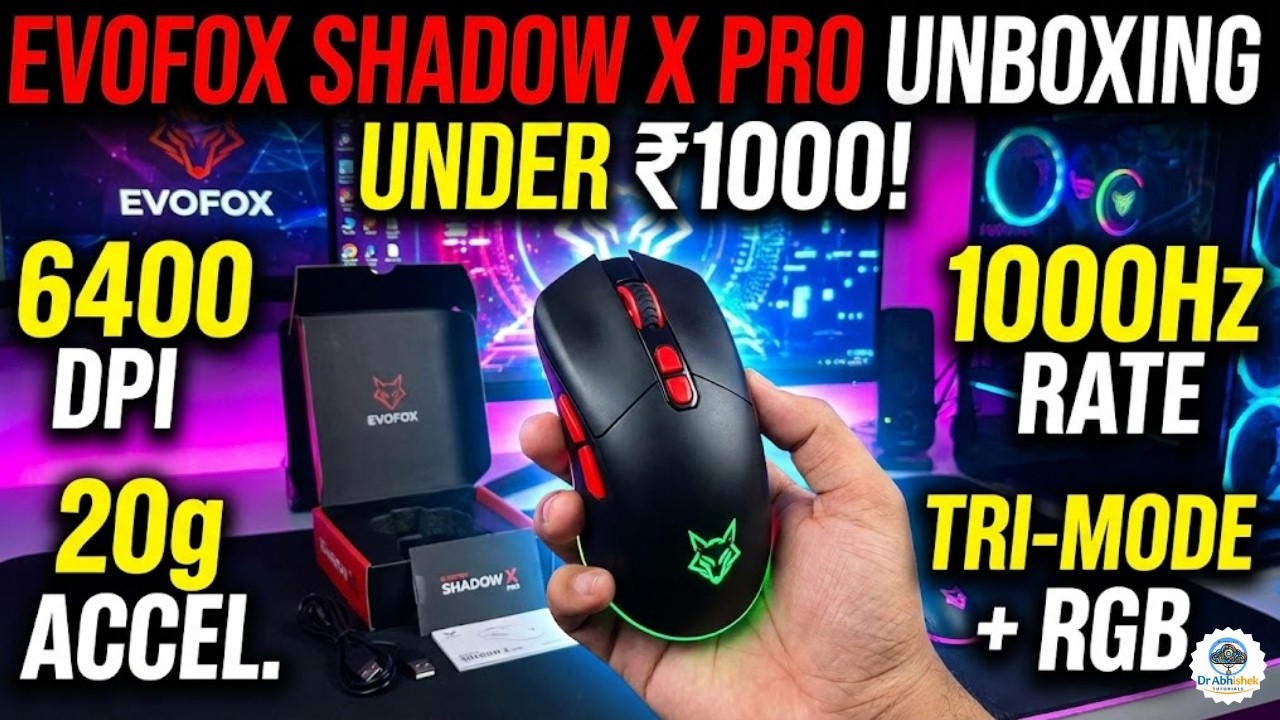 ⚡ EvoFox Shadow X Pro Wireless Gaming Mouse Unboxing & First Look (Tri-Mode + RGB!) 