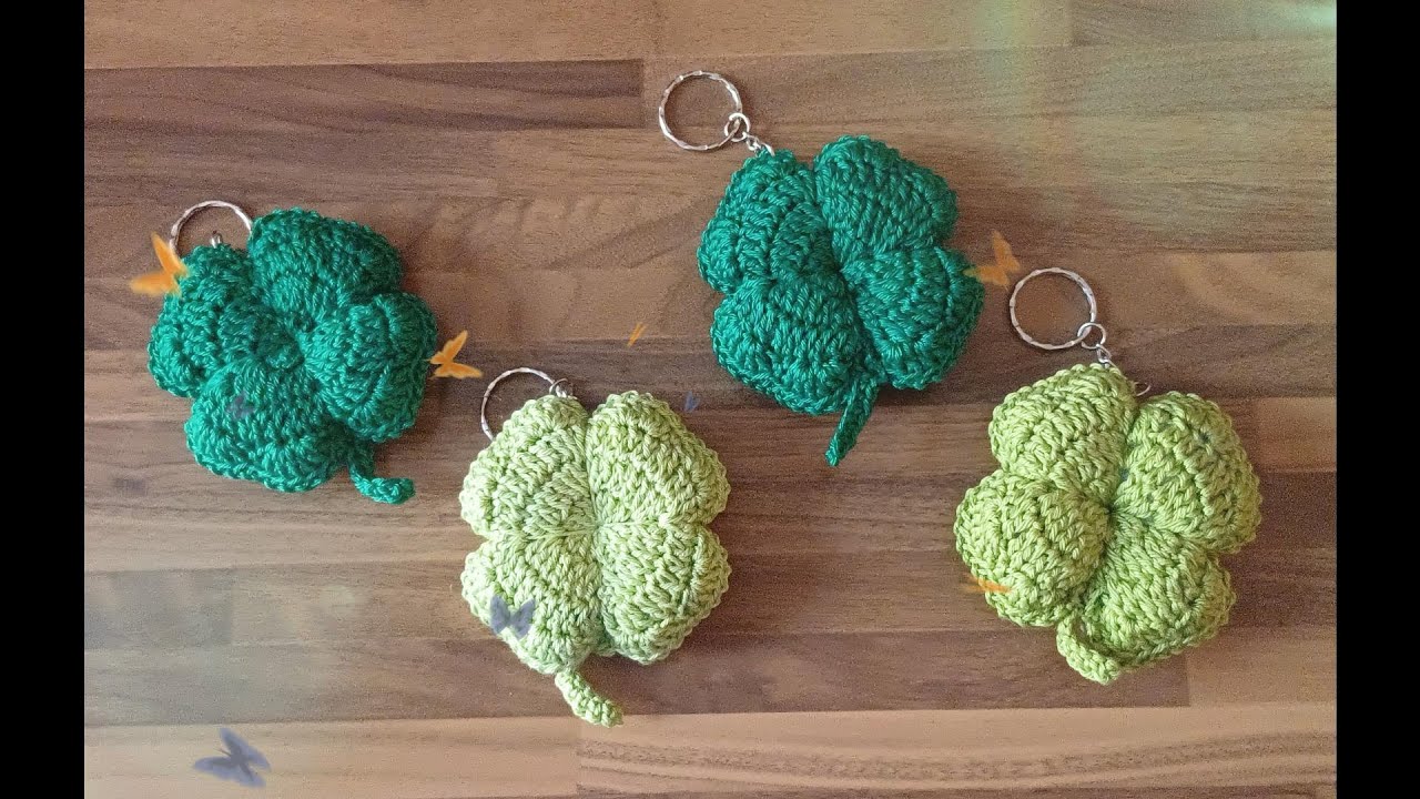 🍀🍀PORTACHIAVI A QUADRIFOGLIO ALL'UNCINETTO🍀🍀