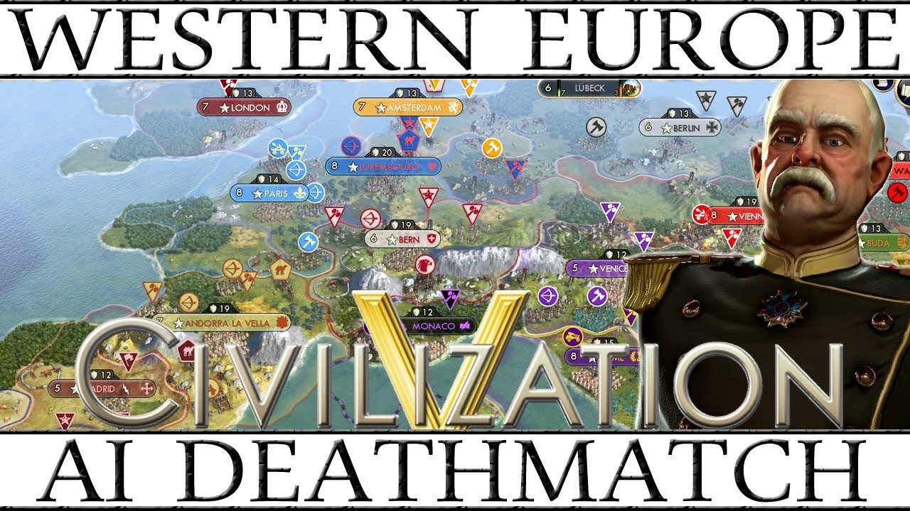 Civ 5 AI Battle: Western Europe Deathmatch - YouTube