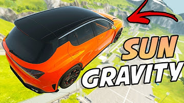 Jumping Cars On Car Jump Arena With Different GRAVITY SETTINGS! Low Gravity Crashes! - BeamNG Drive