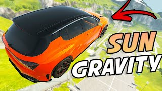 Jumping Cars On Car Jump Arena With Different GRAVITY SETTINGS! Low Gravity Crashes! - BeamNG Drive screenshot 2