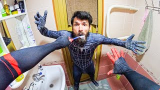 SPIDER-MAN PRANKED HIS CRAZY SPIDER-DAD WITH TOOTHPASTE @BixonTv (FUNNY PRANK ACTION PARKOUR POV )