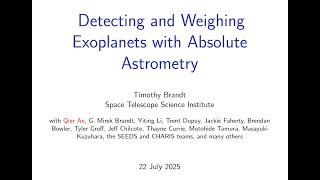 Detecting and Weighing Exoplanets with Absolute Astrometry - Tim Brandt (STScI)