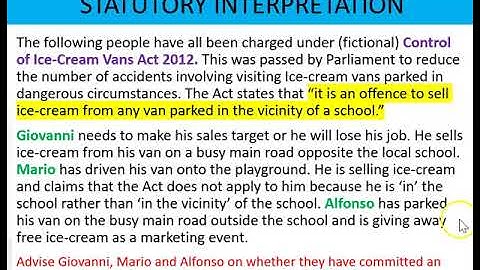 How to apply Statutory Interpretation to a scenario