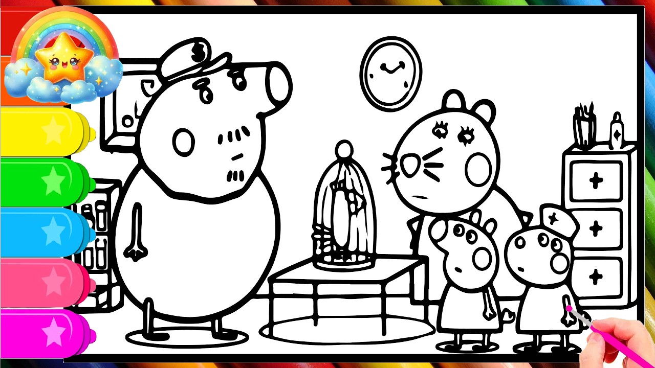 Easy Peppa Pig Drawing and Coloring for Kids and Toddlers  || Learn to color the Peppa Pig Pages 