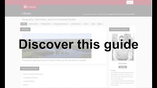 Tour of the Geography, Geomatics and Environmental Studies guide (uOttawa Library)
