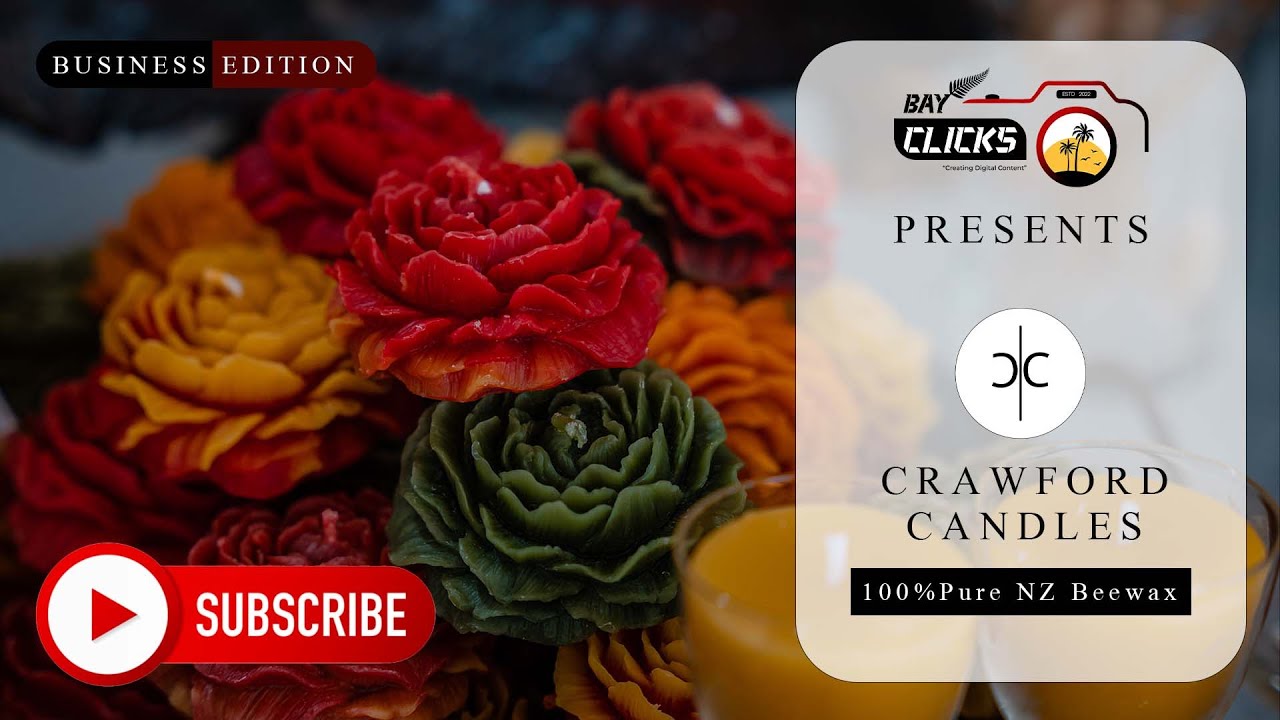 Hand crafted 100 pure NZ beeswax candles Featuring CRAWFORD CANDLES