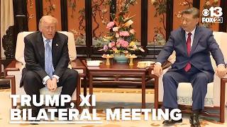 Trump participates in a bilateral meeting and tea with President Xi Jinping in China