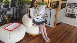 Rose Tries On Some White Pleaser Adore 7 Inch Thigh High Platform Boots With White  Stockings