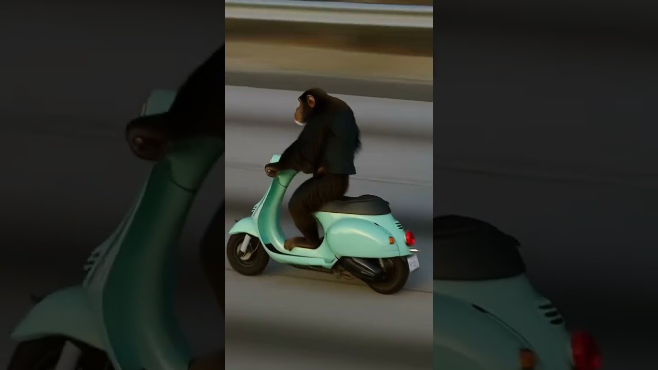 Monkey on a Scooter Escapes Police!