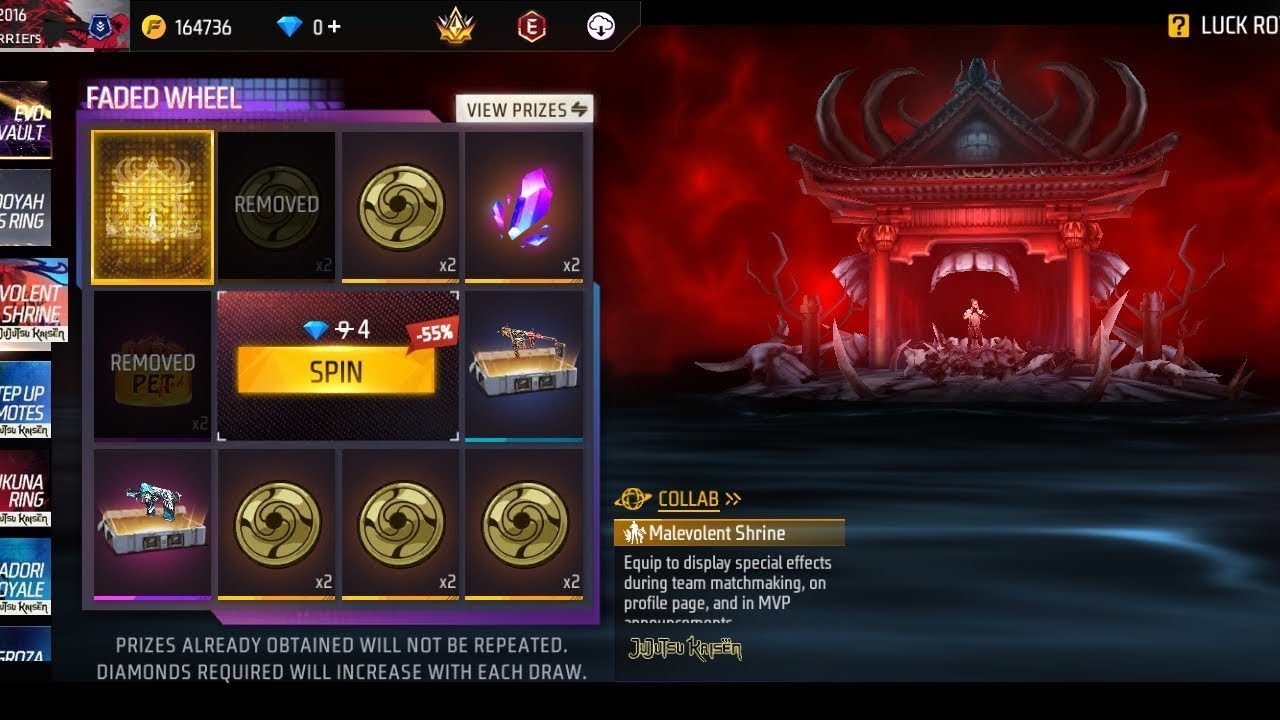 NEW MALEVOLENT SHRINE ARRIVAL ANIMATION FREE FIRE 🔥| NEW FADED WHEEL ONE SPIN TRICK | FF NEW EVENT