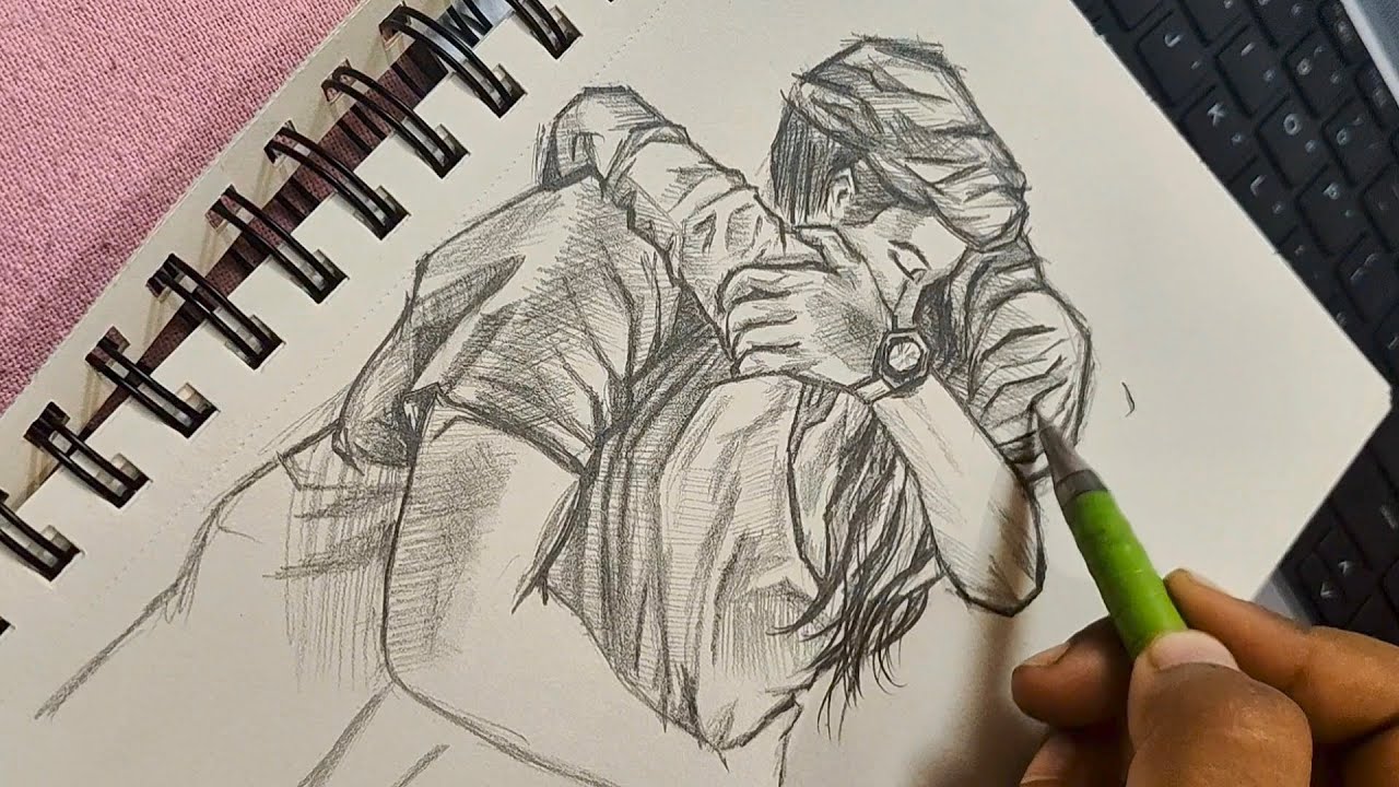 Couple Hug Sketch | Realistic Pencil Drawing Timelapse”