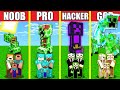 Minecraft Battle: INSIDE CREEPER HOUSE BUILD CHALLENGE - NOOB vs PRO vs HACKER vs GOD / Animation