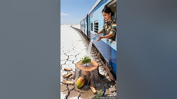 Lady Soldier saved the mango tree from drying up by watering it 😭 #ai #plants #save #water