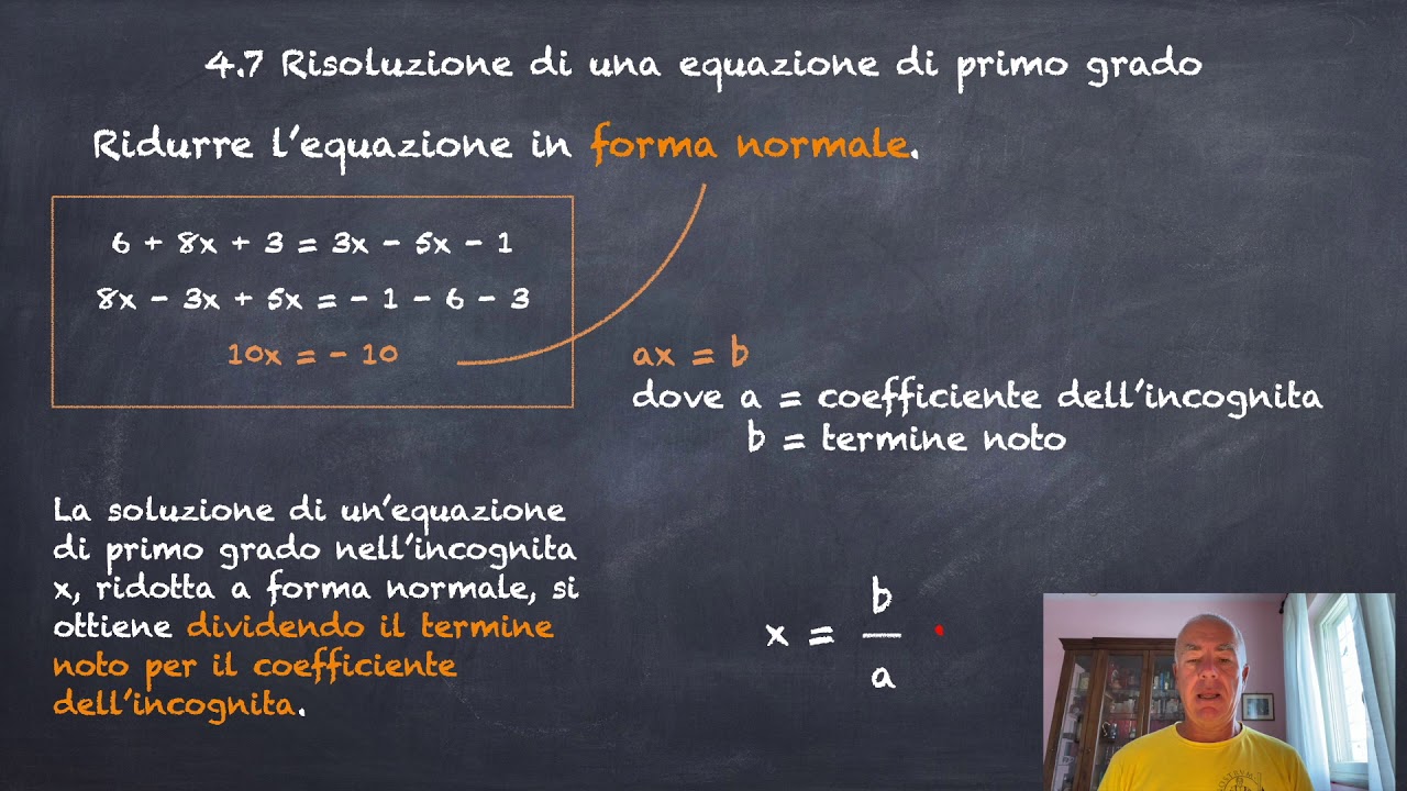 Risoluzione, discussione e verifica di un'equazione di 1° grado - YouTube