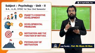 UNIT II Piaget's Cognitive Development, Developmental Problems, Psychology of Motivation- Adv. Nizam