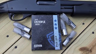 Venom Elite Defense 12ga 2-3/4 9 Pellet 00 Buck 7-25yd Test W/ Remington 870 & Cylinder Barrel