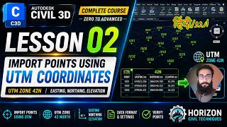 Civil 3D Lesson 02 | Import Points Using UTM Coordinates |Import Points Step by Step | Urdu | Hindi