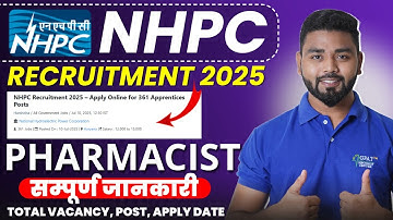 NHPC Pharmacist Jobs 2025 | Check Eligibility & Application