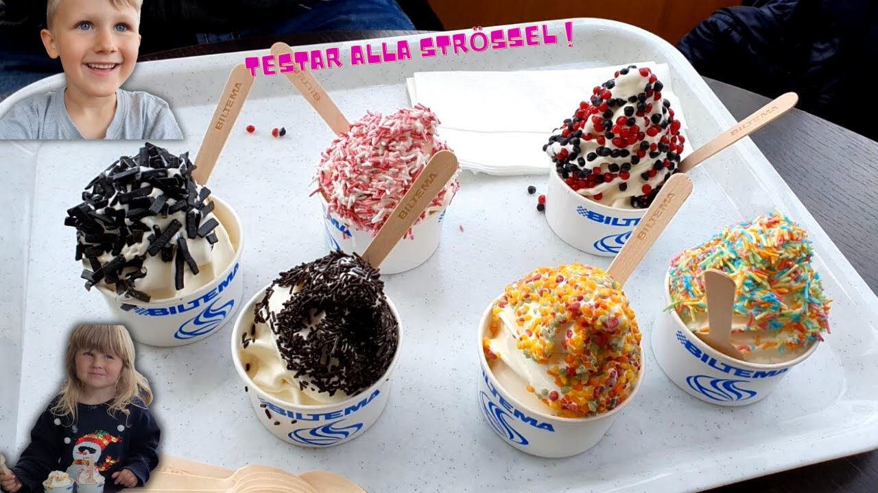 Vi provar mjuklglass med alla strössel!