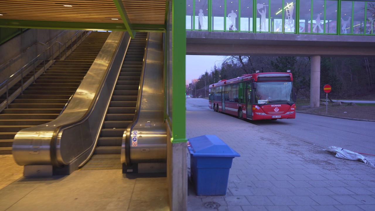 Sweden, Stockholm, Hallunda Subway Station, 2X elevator, 3X escalator