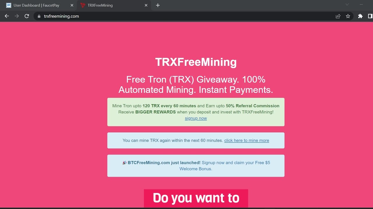 TRXFreeMining.com | Earn Free Tron | Faucetpay paying website 