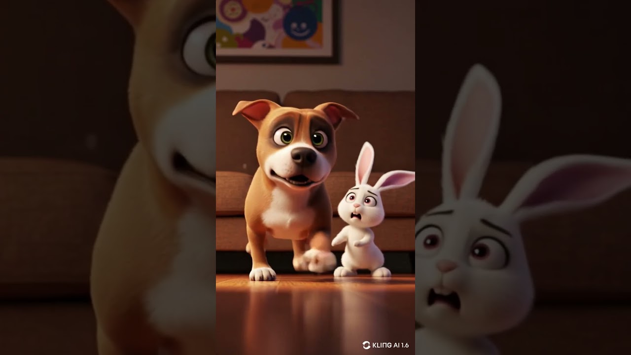 cute rabbit and puppy happy moments #shortsfeed