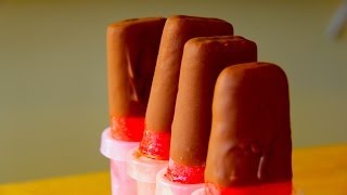 Homemade Strawberry Chocolate Dipped Popsicles