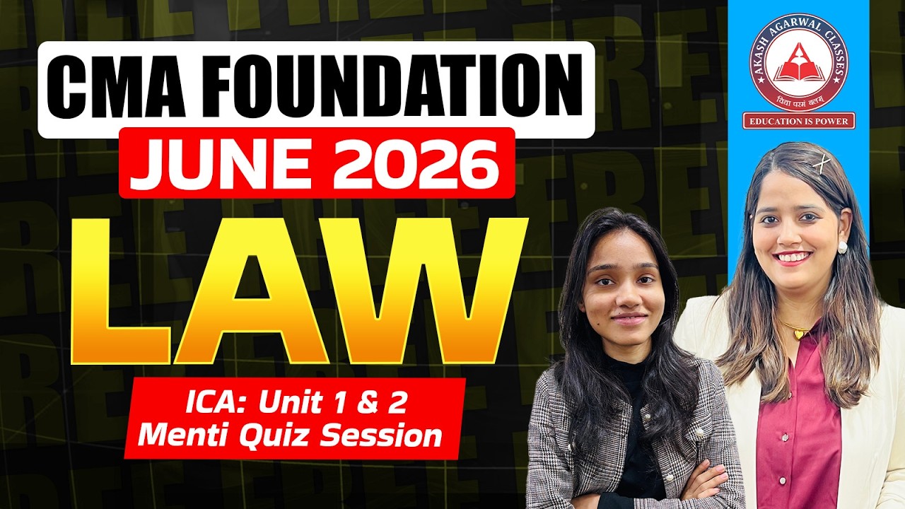 CMA Foundation Free Lectures | LAW ICA Unit 1 & 2 Menti Quiz | June 26 & Dec 26