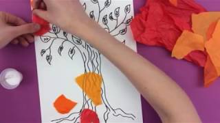Warm/cool tissue paper collage
