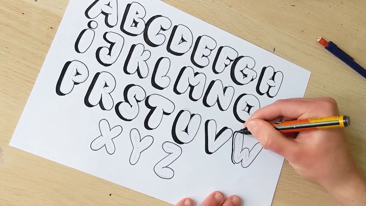 How To Draw Bubble Letters Alphabet Step By Step