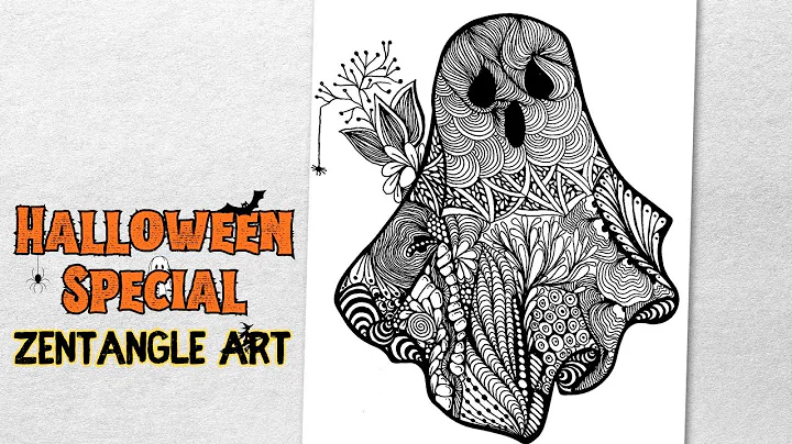 Ghost Zentangle Art Step by Step | Spooky & Calming Zendoodle Drawing for October