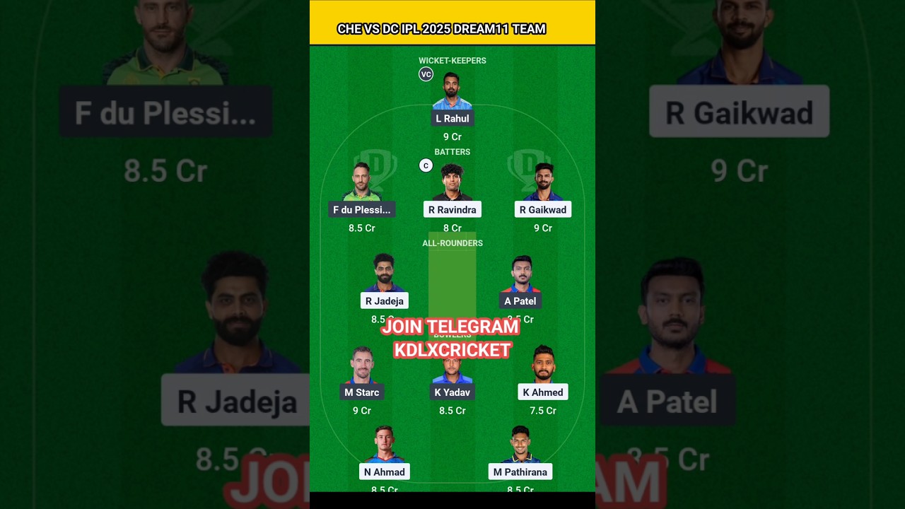 CSK VS DC Dream11 team 