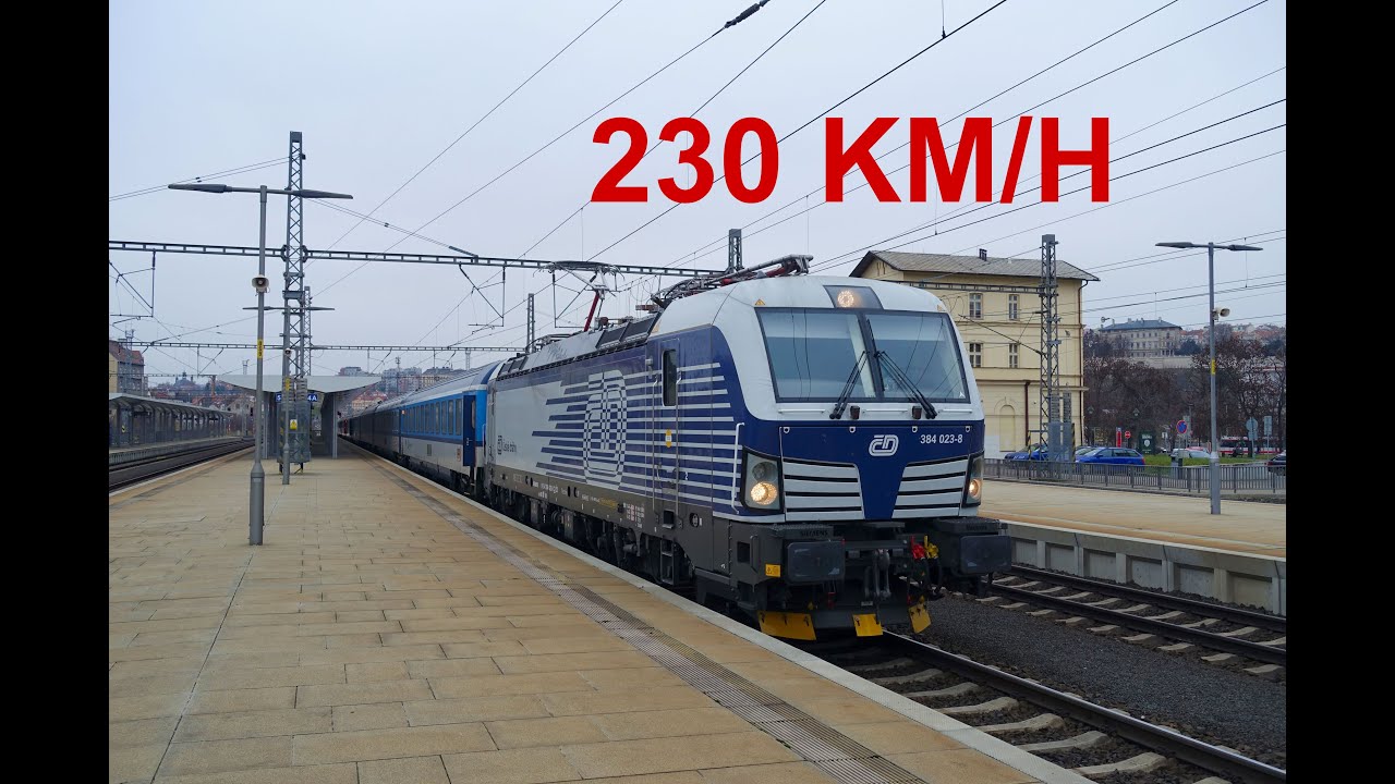 230 km/h Vectrons at lower speeds in Prague - ČD Class 384