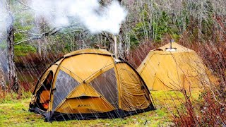 Hot Tent Camping In Heavy Rain  Jeep Overland Camping Adventure