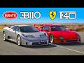 Ferrari f40 v bugatti eb110 drag race