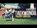 Taekwondo  3 dfenses en combat codifi hanbon kyorougi avec philippe montosi 7e dan