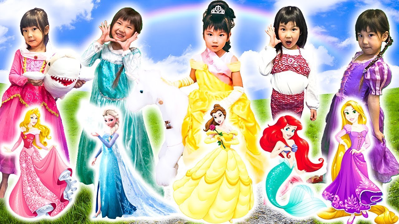 ディズニープリンセスの童謡寸劇 こどものうた 英語の歌 色を学ぶ Learn Colors With Five Little Babies 5 Little Princesses Youtube