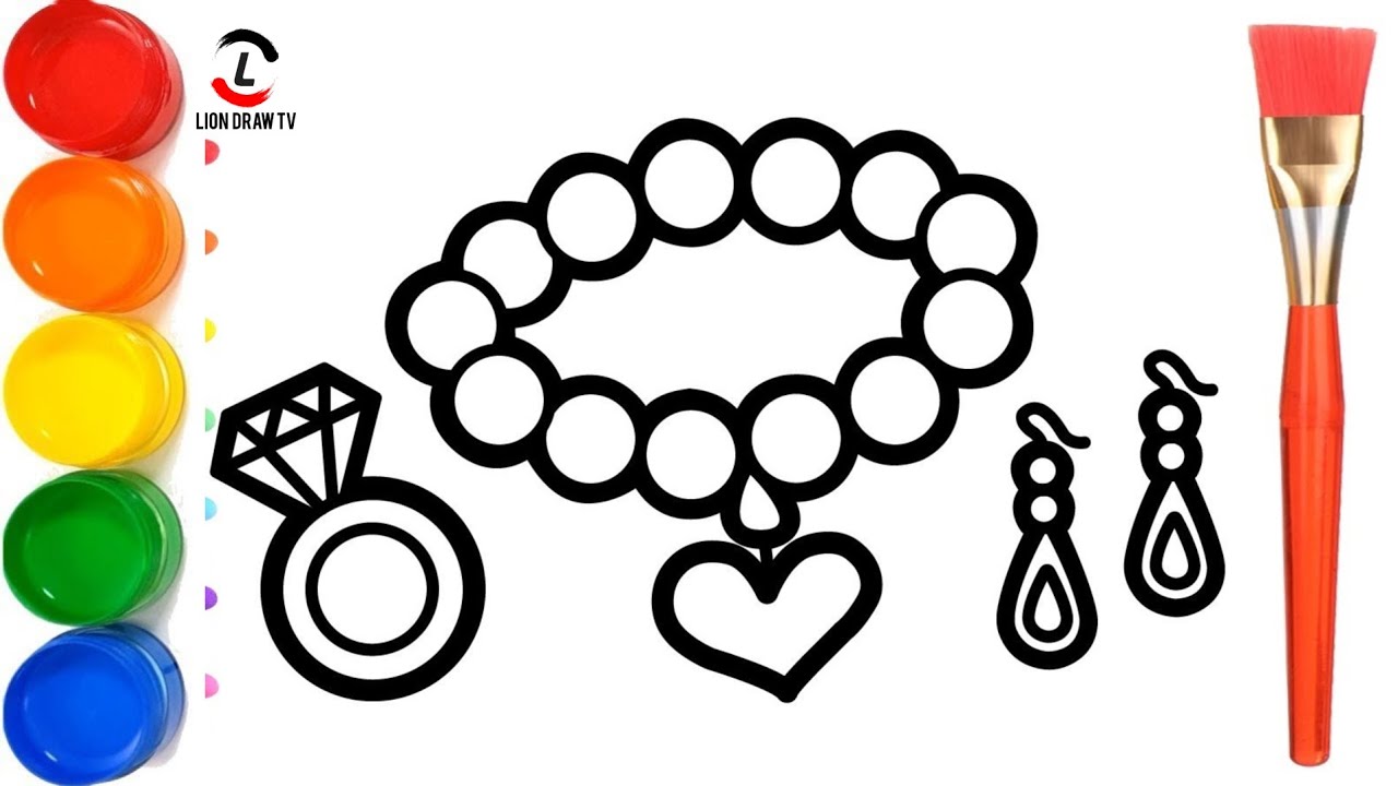 Swol Drawing lHow to Draw necklace earring and ring drawing, Painting and Coloring ...
