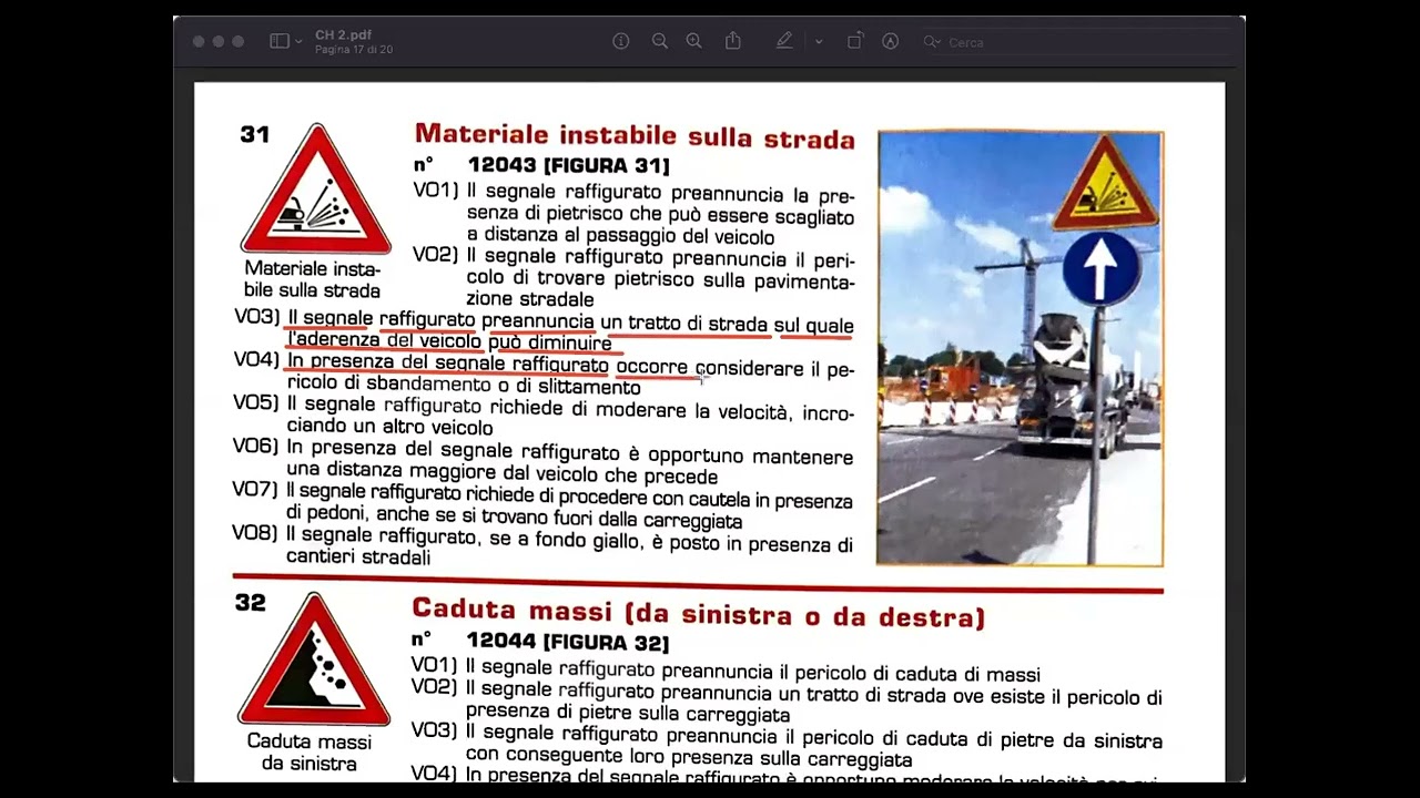 freeclass segnale di pericolo materiale instabile sulla strada aftab patente 01/02/2022