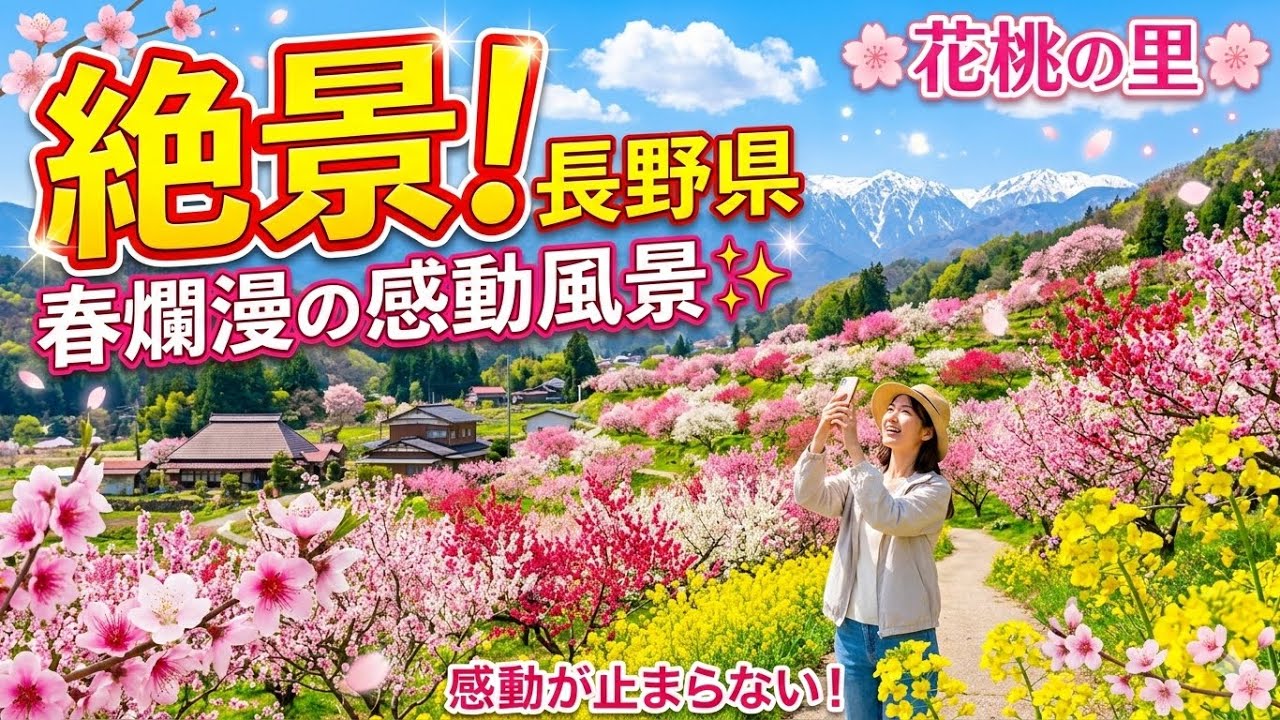🌸 絶景！長野県の花桃の里で春爛漫の風景に感動！🌸