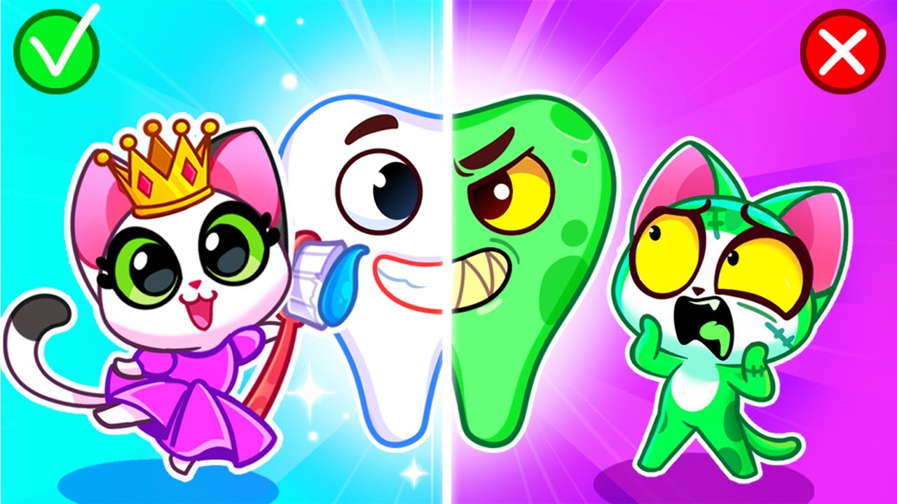 Good vs Bad Tooth 🪥 Kittens Learn to Brush Teeth 🦷 Funny Kids Cartoons