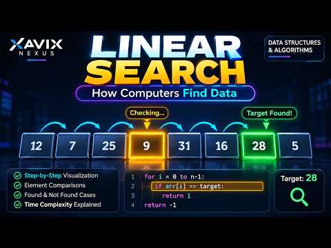 Linear Search Algorithm Visualized 🔍 | Data Structures & Algorithms (DSA) | Xavix Nexus #trending