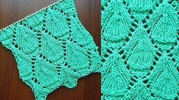 Узор "Ажурные листья" спицами + Knitting the pattern " An openwork leaves" + scheme.