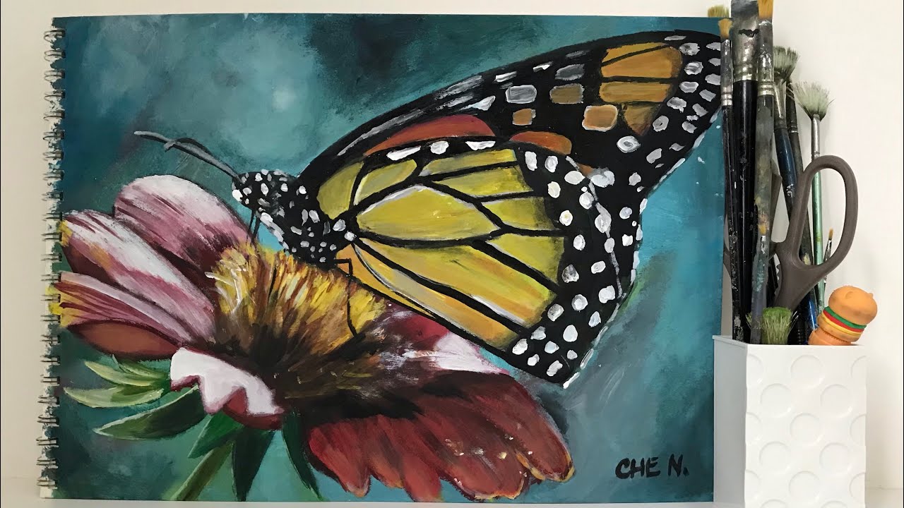 Flower and Butterfly Painting Tutorial by Cheryl Navarro YouTube