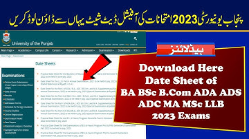 Download Here Date Sheet of BA BSc B.Com ADA ADS ADC MA MSc LLB 2023 Exams | Punjab University