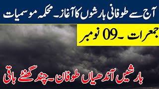 Weather report today | 09 November | More rains are starting tonight | Pakistan weather Forecast