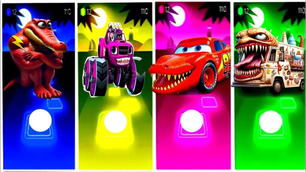 Bus Eater EXE 🆚 Minions Roaches 🆚 McQueen Dinosaur 🆚 McQueen Transformers-Tiles Hop EDM Rush🎶